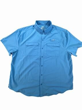 Silver Bait Fishing Shirt Mens XXL Blue Vented‎ Short Sleeve Performance